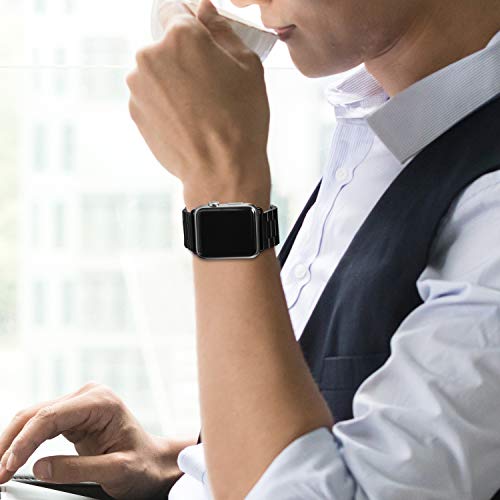 HILIMNY Compatible for Apple Watch Band 42mm 44mm, Classic Men Women Stainless Steel Metal iWatch Strap Replacement Wristbands for Apple Watch Series 1, 2, 3, 4, Black