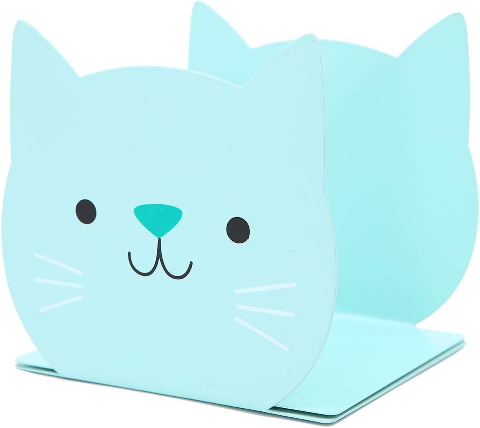 Lovely Cartoon Cat Pattern Kids Bookends Student Book Ends Metal Office Desk School Library Decoration Bookshelf Book Organizer for Christmas Birthday Gift - Image 3