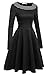 Meaneor Women's Vintage Polka Dot Neckline A-line Cocktail Party Dress, Black, Small