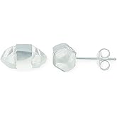 Raw Clear Quartz Crystal Sterling Silver Stud Earrings,EQL