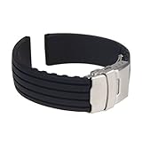 Tonsee Silicone Rubber Watch Strap Band Deployment Buckle Waterproof 24mm