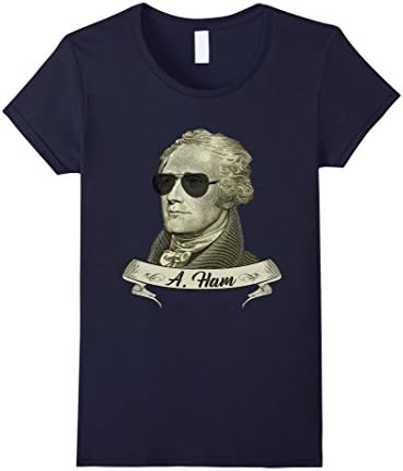Womens Cool Sunglasses T-shirt - Funny Hamilton Tee XL Navy