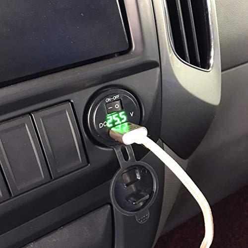 BUENNUS Motorcycle ATV Car USB Charger Adapter,Quick Charge 3.0 Power Outlet for Marine,RV,Boat,SUV,Truck with ON/Off Switch Voltmeter Waterproof Universal 12V-24V with Electric Drill Bit - Thumbnail 2