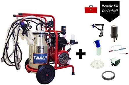 Tulsan, Classic Goat Quadruple Milking Machine, Portable Electric Milking System Four Cup Sets Includes a Repair kit Box with a 250 DLS Value!
