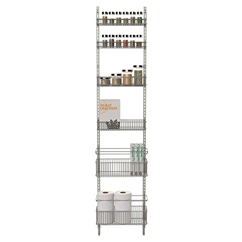 Premium Over-the-Door Steel Frame Kitchen, Pantry, and Bath/Room Organizer in Satin Nickel, Adjustable Shelf System Made of Solid Steel, Hung or Door Mounted Option
