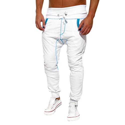 Men Sport Pants,Sunfei Mens Casual Jogger Dance Sportwear Baggy Harem Pants Slacks Trousers Sweatpants (White, XL)