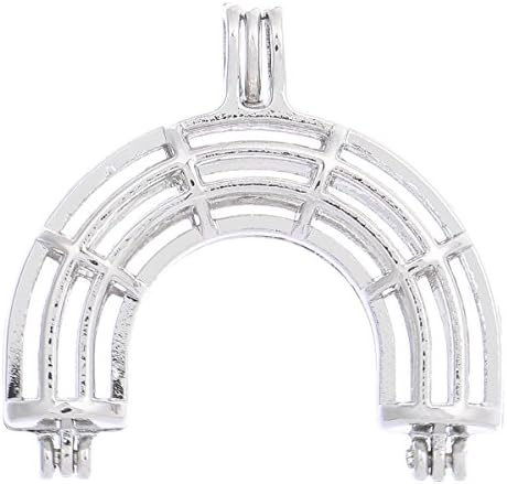 ZEEWELY 5pcs Rainbow Silver plating Bead Cage Locket Pendant - Add Your Own Pearls, Stones, Rock to Cage,Add Perfume and Essential Oils to Create a Scent Fragrance Oil Diffusing Pendant Charms.