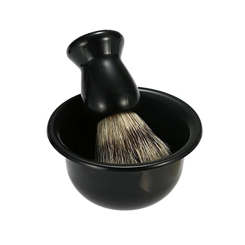 Shaving Set 4IN1 Badger Hair Shaving Brush Acrylic Shaving Razor Stand Holder Shaving Soap Bowl Shaving Soap Shaving Frame Base Beard Cleaning Shelf Kit Shaving Brush Stand Tools for Men (Black) - Thumbnail 7