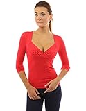 PattyBoutik Women's V Neck Ruched Long Sleeve Blouse