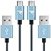 RAMPOW Braided Micro USB Cable [2-Pack 3.3ft], QC 3.0 Fast USB Charging Cable Blue