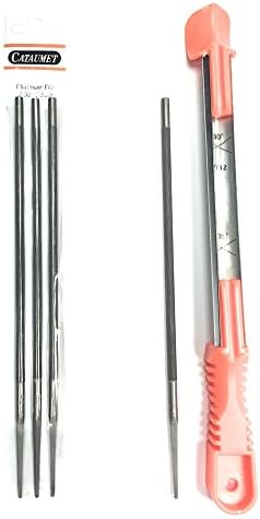 Cataumet Chainsaw Sharpener Files –7/32 Inch - 4 Carbon Steel Chain Files and 1 Non-Slip File Handle Guide