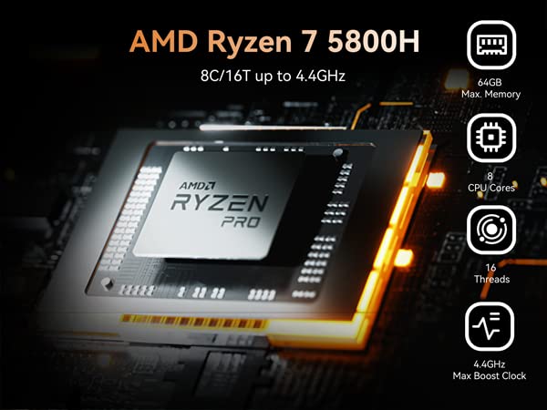 MINISFORUM DeskMini UM580D Mini PC AMD Ryzen 7 5800H DDR4 32GB RAM+512GB NVMe SSD Desktop Computer, 2xHDMI+1xUSB-C 4K@60Hz Outputs, 2.5G LAN, USB 3.2, AMD Radeon Graphics Mini Computer