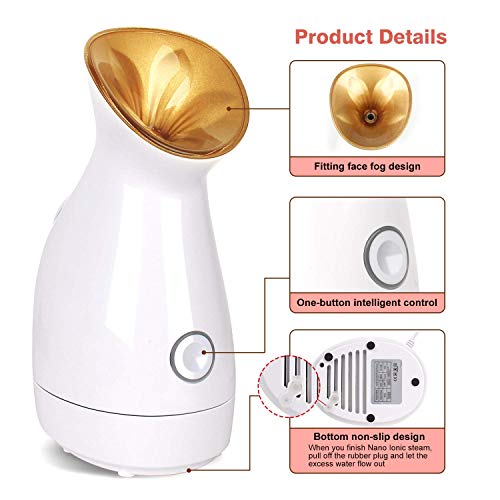 CXhome Home Facial Steamer Hot and Cold Face Steamer Nano Mist for Woman Home Spa Facial, Steamer for Face Humidifier for Moisturizing Deep Cleaning Pores Acne Blackheads - Thumbnail 4