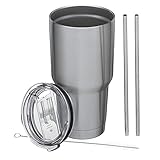 Stainless Steel Tumbler Travel Cup 30oz with Lid 2 Straws and Cleaner