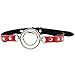 iiniim PU Leather Double Metal Ring Open Mouth Gag Couples Role Play Toy (Black Red, One Size)