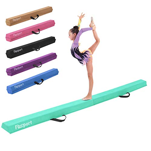 FBSPORT 8ft Green Balance Beam Folding Floor Gymnastics Equipment for