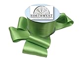Northwest Contract Sewing 3In Wide Satin Ribbon 5-50 Yards In Many Colors (5 Yards, Apple Green)