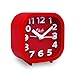 Slash 3D Digital Creative Desk Alarm Clock, Simple Candy Color for Sitting Room, Bedroom, Office, Snooze Function, Non Ticking, Nightlight Function (Red)