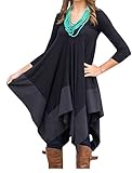 Womens Asymmetrical Casual Feminine Long Sleeve Tunic Shirt Dress