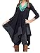 Womens Asymmetrical Casual Feminine Long Sleeve Tunic Shirt Dress (Asian Size XL(US L), Black)