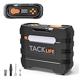 TACKLIFE Digital Tire Inflator, Air Compressor Pump 150PSI, 12V Tire Pump with Overheat Protection, Long Cord and Tire Pressure Replenishment, LCD Display, LED Light, 3 Nozzles and Extra Fuse-ACP1B