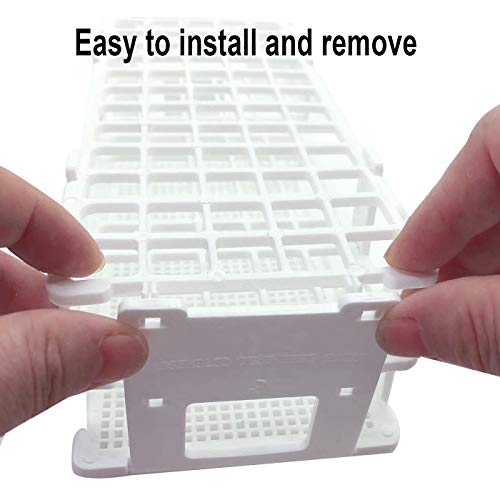 Luckkyme Plastic Test Tube Rack 2 Pack White 40 Holes Lab Test Tube Rack Holder for 21mm and Below The Test Tubes, Detachable, White - Thumbnail 3