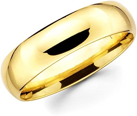 10K Solid Yellow Gold 6mm Wedding Band Ring
