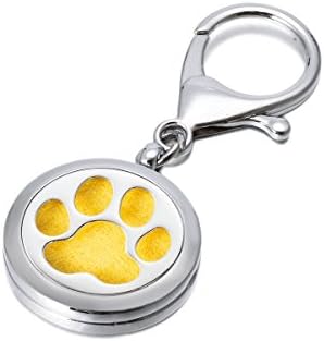 Stainless Steel Aromatherapy Essential Oil Keychain Diffuser Paw Locket Car diffuser with reusable felt pads