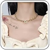 Ximdble Vintage Heart Lock Pendant Necklace Hollow Heart Choker Necklace GHeart Handcuff Necklace Punk Paperclip Chain Necklace Jewelry for Women