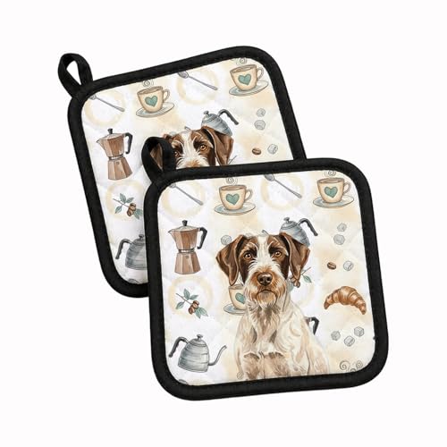 Caroline's Treasures Liver and White German Wirehaired Pointer Coffee Bar Pair…