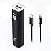 [Half Price Deal] Mini 3400mAh Portable Charger, iXCC (3rd Generation) Lipstick-Sized Power Bank Aluminum External Battery with MFi Certified Lightning Cable - Black