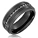 8MM Men's Titanium Ring Wedding Band | Black Plated Eternity Ring | Channel Set Black Round CZ