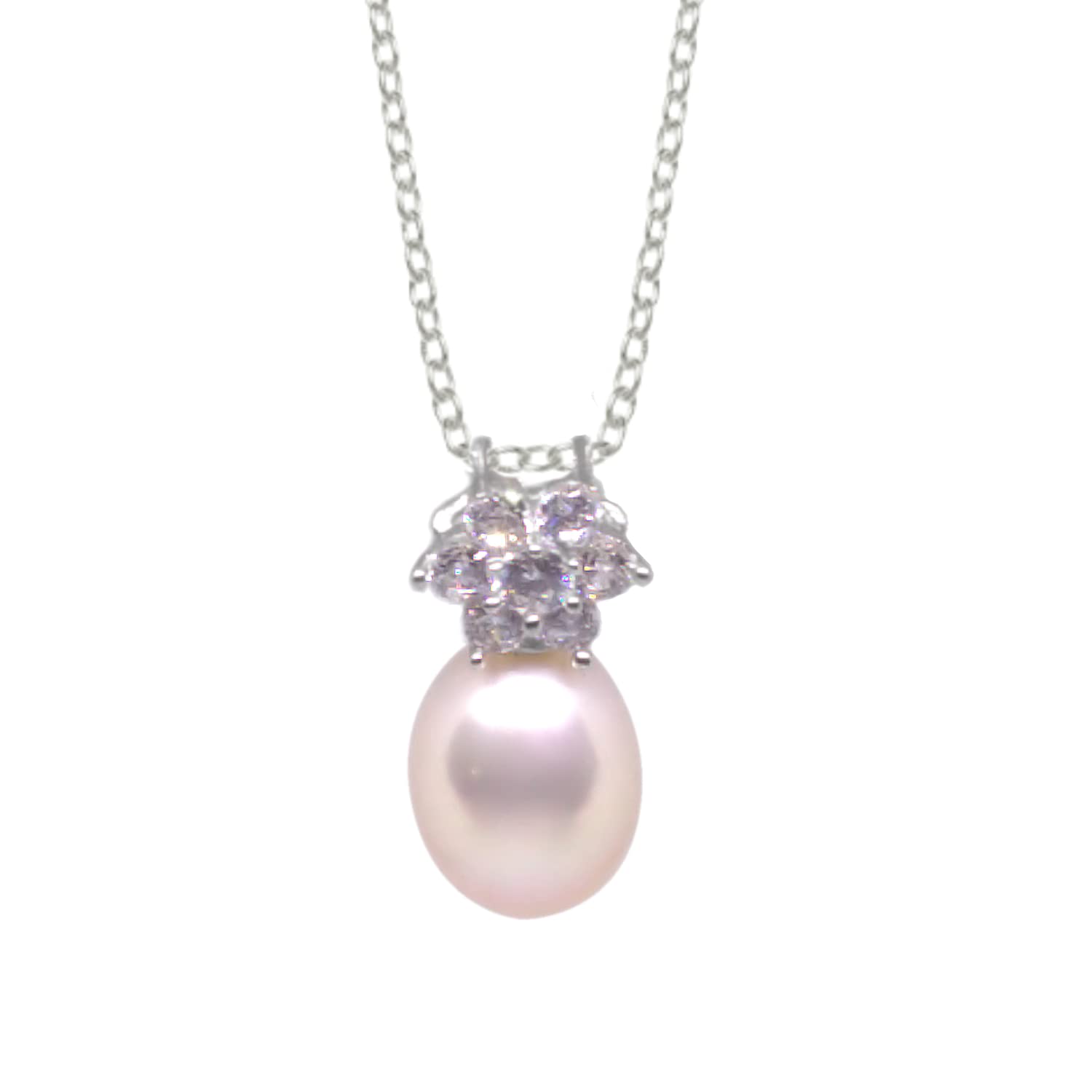 Anderson and Webb royal pearl and zircon cluster silver pendant