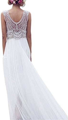 CCBubble Beach Wedding Dress 2017 See Through Back Beaded Wedding GownIvory-US2