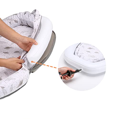 Baby Nest Baby Lounger for Co Sleeping, Foldable Baby Bassinet with Inflatable Bumper, Soft & Breathable Fiberfill for Traveling &Napping, Newborn Essential Shower Gift for 0-12 Months