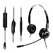 4-Pin RJ9 Binaural Headset, AGPTEK Hands-Free Call Center Headphone for Desk Phones with Noise Canceling Mic + 3.5MM QD + Volume Mute