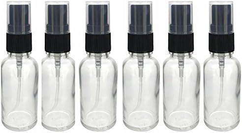30 ml Boston Round Clear Glass Bottles With Spray Caps (6 pcs)