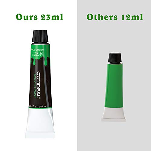 GOTIDEAL Acrylic Paint Set, 24 Colors/Tubes(23ml, 0.77 oz) Non Toxic Non Fading,Rich Pigments for Artist, Hobby Painters, Adults & Kids, Ideal for Canvas Wood Clay Fabric Ceramic Craft Supplies