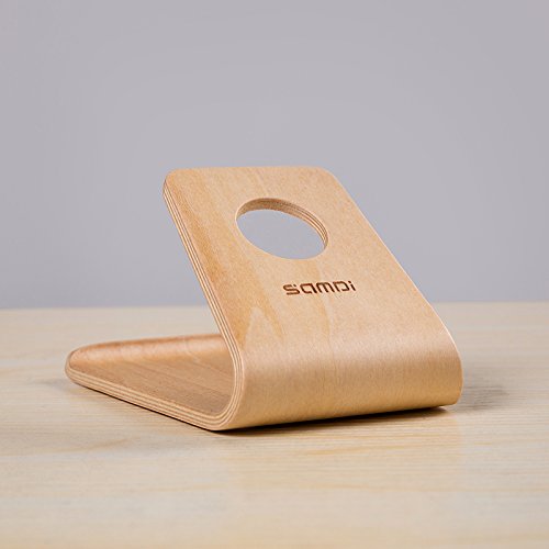 Samdi New Wooden Cell Phone Stand or Cell Phone Holder,a Good Cell Phone Decorations,for All Kinds of Brand Cell Phone Such As Iphone Samsung Nokia Htc Huawei Sony Mi Moto and so on (White(birch Color))