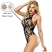 Womens Lingerie Sexy Bodysuit Fishnet Bodystocking Halter Teddy Underwear with Pasties Black