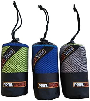 PRML Sports - 2 Pack - Towel &amp; FREE Washcloth - 3MX Super Absorbent Microfiber that Drys Quickly! Sports and Travel Towel set. 30 Day Satisfaction Guarantee.