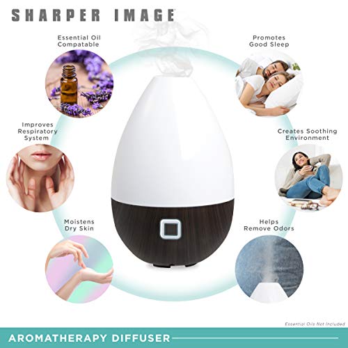 Sharper Image Essential Oil Aromatherapy Mist Diffuser 6 Ounce Capacity Faux Dark Wood Base White Top Flyingtrav
