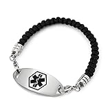 BBX JEWELRY Medical ID Alert Bracelets with Stainless Steel Med ID Tag for Women Men Free Engraving