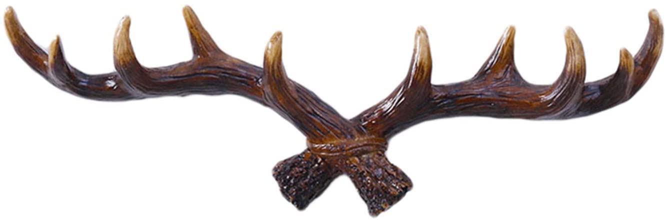 Verve Jelly Antler Hook,Vintage 16" Rustic Resin Deer Antlers Wall Mounted Coat Hooks,Shabby Chic Coat Rack, Key Holder, Hat Hanger,Bath Room Wall Hanger,Dark Color