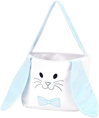 Hippity Hop Floppy Ear Easter Bunny Basket Bucket Bag - Personalization Available (Personalized Blue)