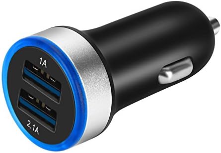 Car Charger 2.1A Dual USB In-Car Charger Adapter Quick Car Charger for iPhone X 8/7/6 Plus SE/5S/4S,iPad, iPod, Samsung Galaxy S7/S6/S5 Edge, LG, HTC, Huawei, Moto, Kindle and More (Black)