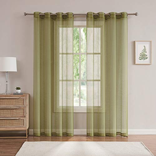 Warm Home Designs Pair of 2 Long Size 54" (Width) x 108" (Length) Sage Green Sheer Window Curtains. 2 Elegant Voile Panel Drapes are 108 Inch Wide Total - K Sage 108"