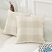 Home Brilliant Retro Checkers Plaids Farmhouse Tartan Soft Cotton Linen Home Decoration Throw Pillow Covers Shams Cushion Cases Cover Sofa, 2 Pack, 18x18 inches(45x45cm), Beige White