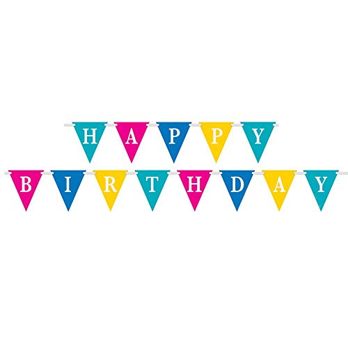 Multicolor Confetti Cake Birthday Paper Flag Banner - 9 ft Garland, Pack Of 1 - Colorful & Stunning Party Decoration, Perfect For Birthday Celebrations