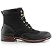 Polar Fox Jonah MPX808567 Mens Casual Perforated Vegan Leather High-Top Red Wing tip Brogue Western Derby Dress Boots – Black, Size 10.5